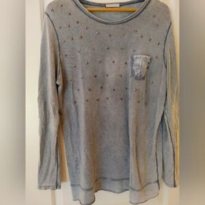 Made in Italy ~Studded Stars Powder Blue Lightweight Tunic  ~ Size XL